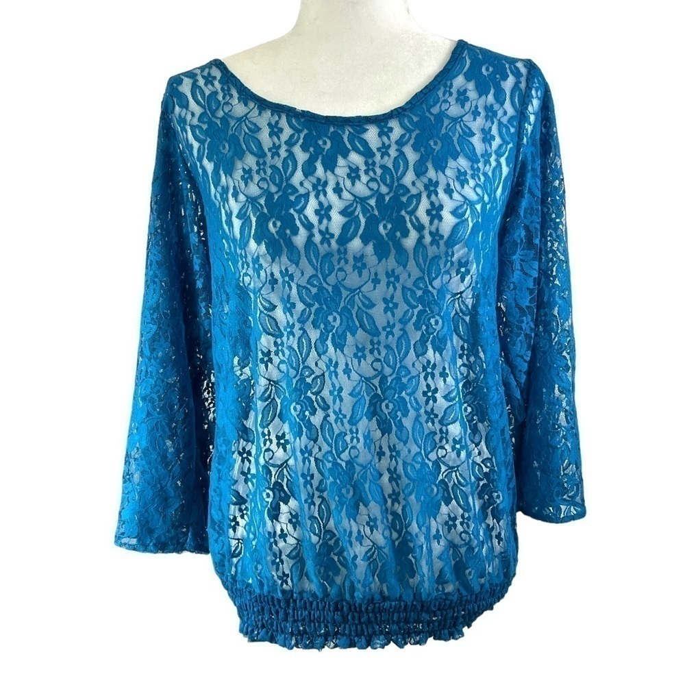 Annalee Hope Blue Lace Blouse Women's Medium